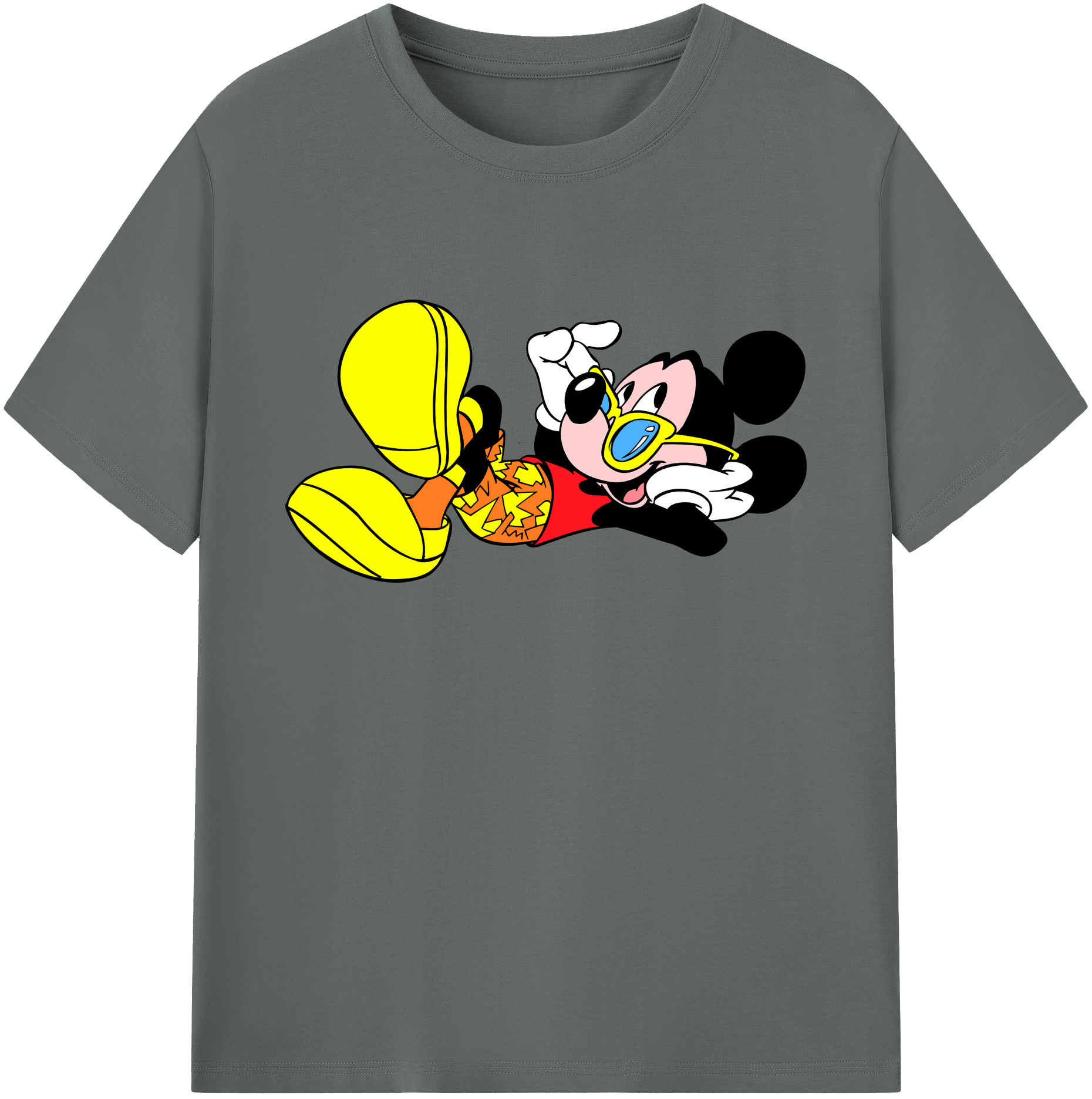 ミッキーマウス Mickey Mouse 綿100％ メンズ半袖Tシャツ｜肌触りやわらか＆通気性